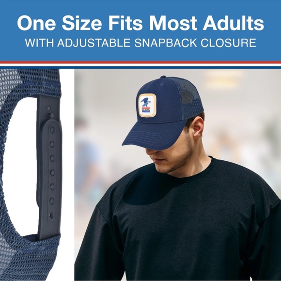 U.S. Mail Trucker Hat, USPS Eagle Embroidered Logo Adjustable Adult Snapback - Picture 3 of 5